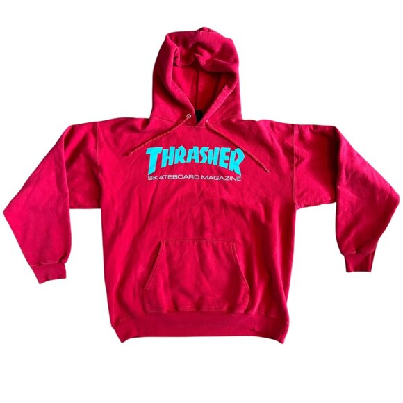 Thrasher Hoodie – Red w/ Teal Logo (mens M) - Picture 1 of 12